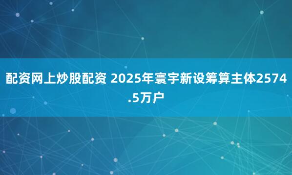 配资网上炒股配资 2025年寰宇新设筹算主体2574.5万户