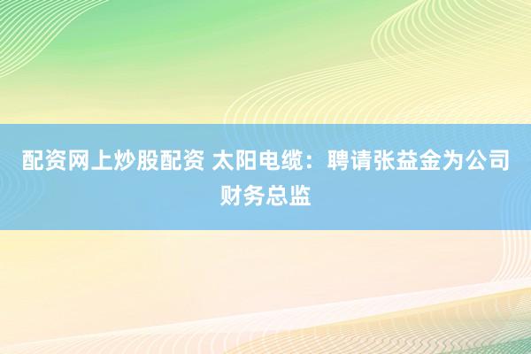 配资网上炒股配资 太阳电缆：聘请张益金为公司财务总监